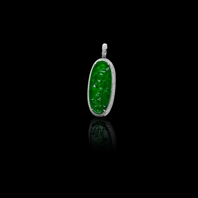 Glass planted with green lotus nianyuyu jade pendant